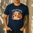 Trick Or Teach Retro Halloween Teacher Women Men Costume Men's Casual T-Shirt Navy Trick Or Teach Retro Halloween Teacher Women Men Costume Men's Casual T-Shirt Navy
