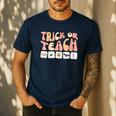 Trick Or Teach With Symbols Special Education Teacher Spooky Men's Casual T-Shirt Navy Trick Or Teach With Symbols Special Education Teacher Spooky Men's Casual T-Shirt Navy