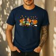 Turkey Reading Books Fall Thanksgiving Teacher Student Men's Casual T-Shirt Navy