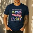 Never Underestimate A Teacher Does All Things Through Christ For Men Women Men's Casual T-Shirt Navy Never Underestimate A Teacher Does All Things Through Christ For Men Women Men's Casual T-Shirt Navy
