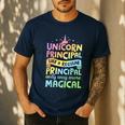 Unicorn Principal Back To School Teacher Appreciation Men's Casual T-Shirt Navy Unicorn Principal Back To School Teacher Appreciation Men's Casual T-Shirt Navy
