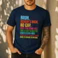 Vintage Bruh We Back No Cap Bruh We'Re Back Student Teacher Men's Casual T-Shirt Navy