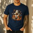 Vintage Ghost Book Reading Pumpkin Gothic Halloween Teachers Men Women Kids Men's Casual T-Shirt Navy Vintage Ghost Book Reading Pumpkin Gothic Halloween Teachers Men Women Kids Men's Casual T-Shirt Navy