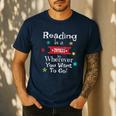 Vintage Teachers And Students Book Reading Adventure Men's Casual T-Shirt Navy Vintage Teachers And Students Book Reading Adventure Men's Casual T-Shirt Navy