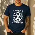 I Wear Pink For My Teacher Cancer Awareness Men's Casual T-Shirt Navy I Wear Pink For My Teacher Cancer Awareness Men's Casual T-Shirt Navy