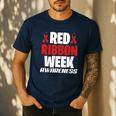 We Wear Red For Red Ribbon Week Awareness Mothers Teachers Men's Casual T-Shirt Navy