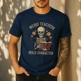 Weird Teachers Build Character Skeleton Book Halloween Women Men's Casual T-Shirt Navy Weird Teachers Build Character Skeleton Book Halloween Women Men's Casual T-Shirt Navy
