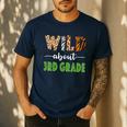 Wild About 3rd Grade Teacher Student Third Grade Zoo Safari Men Women Girls Kids Men's Casual T-Shirt Navy