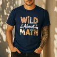 Wild About Math Cute Teacher Student Math Club Men's Casual T-Shirt Navy