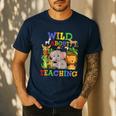 Wild About Teaching Safari Jungle School Teacher Men's Casual T-Shirt Navy