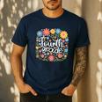Wildflower 4th Fourth Grade Floral Back To School Teacher Men's Casual T-Shirt Navy Wildflower 4th Fourth Grade Floral Back To School Teacher Men's Casual T-Shirt Navy