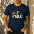 Wildflower Para Floral Paraprofessional Paraeducator Teacher Men's Casual T-Shirt Navy Wildflower Para Floral Paraprofessional Paraeducator Teacher Men's Casual T-Shirt Navy
