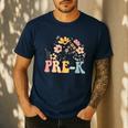 Wildflower Pre-K Preschool Team Floral Teacher Girls Men's Casual T-Shirt Navy Wildflower Pre-K Preschool Team Floral Teacher Girls Men's Casual T-Shirt Navy