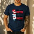 I Will Drink Coffee Here Or There Funny Teacher Teaching Men Women Girls Kids Men's Casual T-Shirt Navy