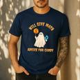 Will Give Math Advice For Candy Math Ghost Teacher Halloween Men's Casual T-Shirt Navy Will Give Math Advice For Candy Math Ghost Teacher Halloween Men's Casual T-Shirt Navy