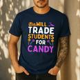 Will Trade Students For Candy Cute Halloween Costume Teacher For Men Women Kids Men's Casual T-Shirt Navy