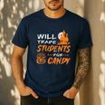 Will Trade Students For Candy Halloween Costume Teacher Men's Casual T-Shirt Navy