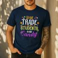 Will Trade Students For Candy Teacher Cute Halloween Costume Men's Casual T-Shirt Navy Will Trade Students For Candy Teacher Cute Halloween Costume Men's Casual T-Shirt Navy