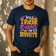Will Trade Students For Donuts Halloween Teacher Men's Casual T-Shirt Navy