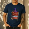 Witchy Halloween Hocus Pocus Everybody Focus Teacher Pumpkin Men's Casual T-Shirt Navy Witchy Halloween Hocus Pocus Everybody Focus Teacher Pumpkin Men's Casual T-Shirt Navy