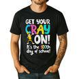 100th Day Of School Get Your Cray On Teacher Men's Casual T-Shirt Black 100th Day Of School Get Your Cray On Teacher Men's Casual T-Shirt Black