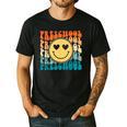 Back To School Groovy Smile Preschool Teachers Students Kids Men's Casual T-Shirt Black