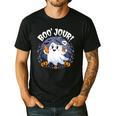 Boo Jour Ghost Halloween French Teacher Cute Coffe Croissant Men's Casual T-Shirt Black