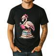 Book Lover Cute Flamingo Reading Teacher Librarian Women Men's Casual T-Shirt Black