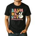 Bruh We Out Teacher Retro Last Day Of School Boys Girls Kids Men's Casual T-Shirt Black