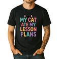 My Cat Ate My Lesson Plans Teacher Cat Humor Men's Casual T-Shirt Black