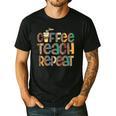 Coffee Teach Repeat Leopard Print Back To School Teachers Men's Casual T-Shirt Black Coffee Teach Repeat Leopard Print Back To School Teachers Men's Casual T-Shirt Black