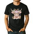 Cute Floral Highland Cow Back To School For Women Teacher Men's Casual T-Shirt Black Cute Floral Highland Cow Back To School For Women Teacher Men's Casual T-Shirt Black
