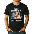Easily Distracted By Cats & History Teacher Women Men Men's Casual T-Shirt Black Easily Distracted By Cats & History Teacher Women Men Men's Casual T-Shirt Black