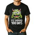 Eye Survived 100 Days Of School Monster Lover Teacher Kids Men's Casual T-Shirt Black Eye Survived 100 Days Of School Monster Lover Teacher Kids Men's Casual T-Shirt Black