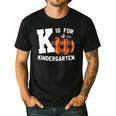 Fall Kindergarten Teacher K Is For Buffalo Plaid Pumpkin Men's Casual T-Shirt Black