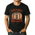 Fall In Love With Learning Book Lover Autumn Pumpkin Teacher Men's Casual T-Shirt Black
