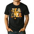 Fall Teacher Pumpkin Coquette Bow Autumn Classroom Men's Casual T-Shirt Black
