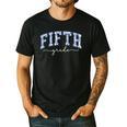 Fifth Grade Coquette Toile Blue Bow Floral Women Teacher Men's Casual T-Shirt Black