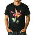 Flower American Sign Language ASL Teacher Teaching Deaf Men's Casual T-Shirt Black Flower American Sign Language ASL Teacher Teaching Deaf Men's Casual T-Shirt Black