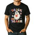 Groovy Halloween Trick Or Teach Retro Floral Ghost Teacher Men's Casual T-Shirt Black Groovy Halloween Trick Or Teach Retro Floral Ghost Teacher Men's Casual T-Shirt Black