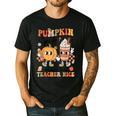 Groovy Pumpkin Spice Makes Teacher Nice Fall Thanksgiving Men's Casual T-Shirt Black Groovy Pumpkin Spice Makes Teacher Nice Fall Thanksgiving Men's Casual T-Shirt Black