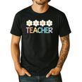 Groovy Teacher Cute Daisy Flower Retro Back To School Men's Casual T-Shirt Black