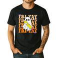 Happy Fri-Yay Friday Lovers Groovy Teacher Life Halloween Men's Casual T-Shirt Black Happy Fri-Yay Friday Lovers Groovy Teacher Life Halloween Men's Casual T-Shirt Black