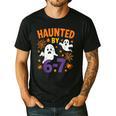 Haunted 67 Ghost Math Teacher Halloween Costume Math Pun Men's Casual T-Shirt Black