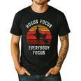 Hocus Pocus Everybody Focus Witch Halloween Teacher Women Men's Casual T-Shirt Black