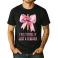 I'm Literally Just a Teacher Pencil Coquette Bow School Men's Casual T-Shirt Black