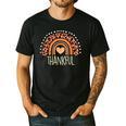 Leopard Rainbow Thankful Thanksgiving Teacher Women Kids Men's Casual T-Shirt Black