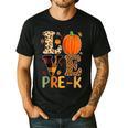 Love Pre-k Teacher Shirts Autumn Fall Pumpkin Fall Leopard Men's Casual T-Shirt Black