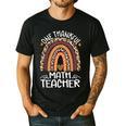 One Thankful Math Teacher Leopard Rainbow Thanksgiving Men's Casual T-Shirt Black One Thankful Math Teacher Leopard Rainbow Thanksgiving Men's Casual T-Shirt Black