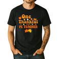 One Thankful PE Teacher Thanksgiving Fall Autumn Groovy Men's Casual T-Shirt Black
